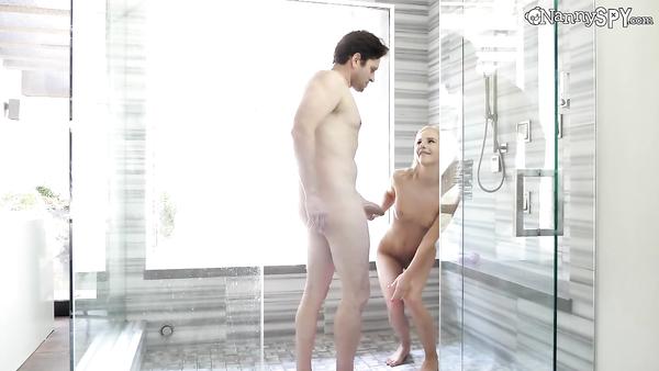 18-year-old minx played with her missis's new dildo in the shower