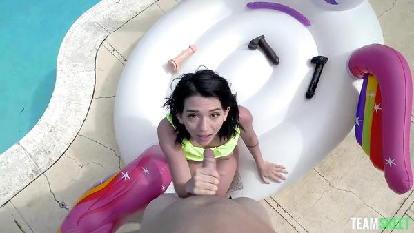Big Guy Fucks Petite Teen Riley In The Pool