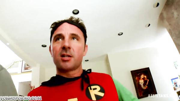 Batment and Robin deal an anal blow. Tight asses are punished