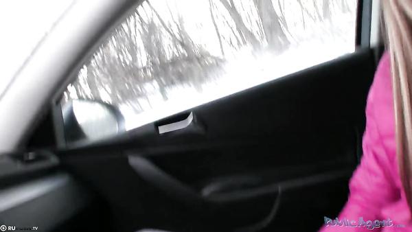Skinny Russian student Gina ready for free sex with a strange man in his car